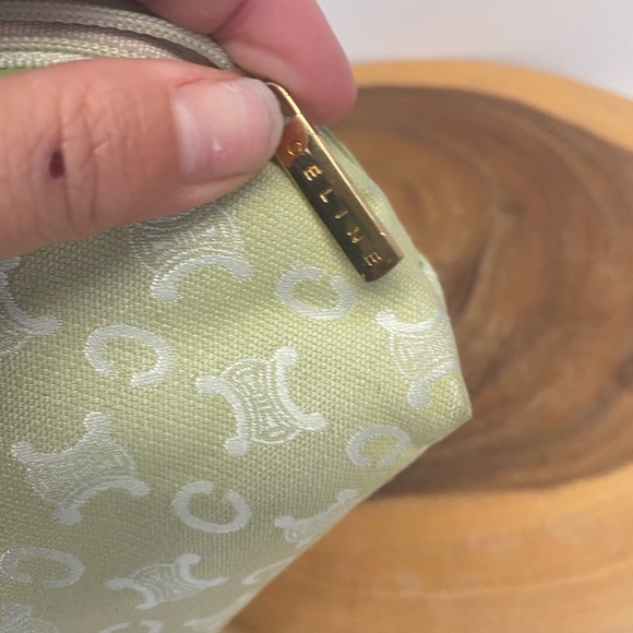 Celine Canvas Neon Green RARE Cosmetic Pouch - Picture 9 of 11